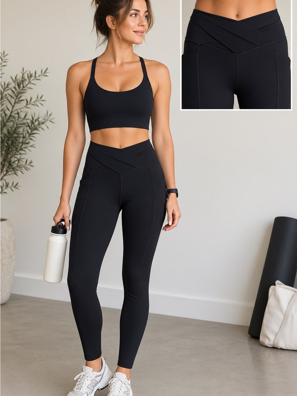 aerie Black High-Waist V-Crossover Leggings